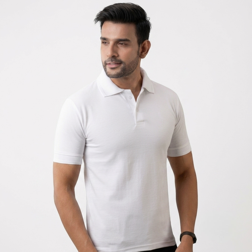 COTFYNE Men's Classic White Solid Polo T-Shirt
