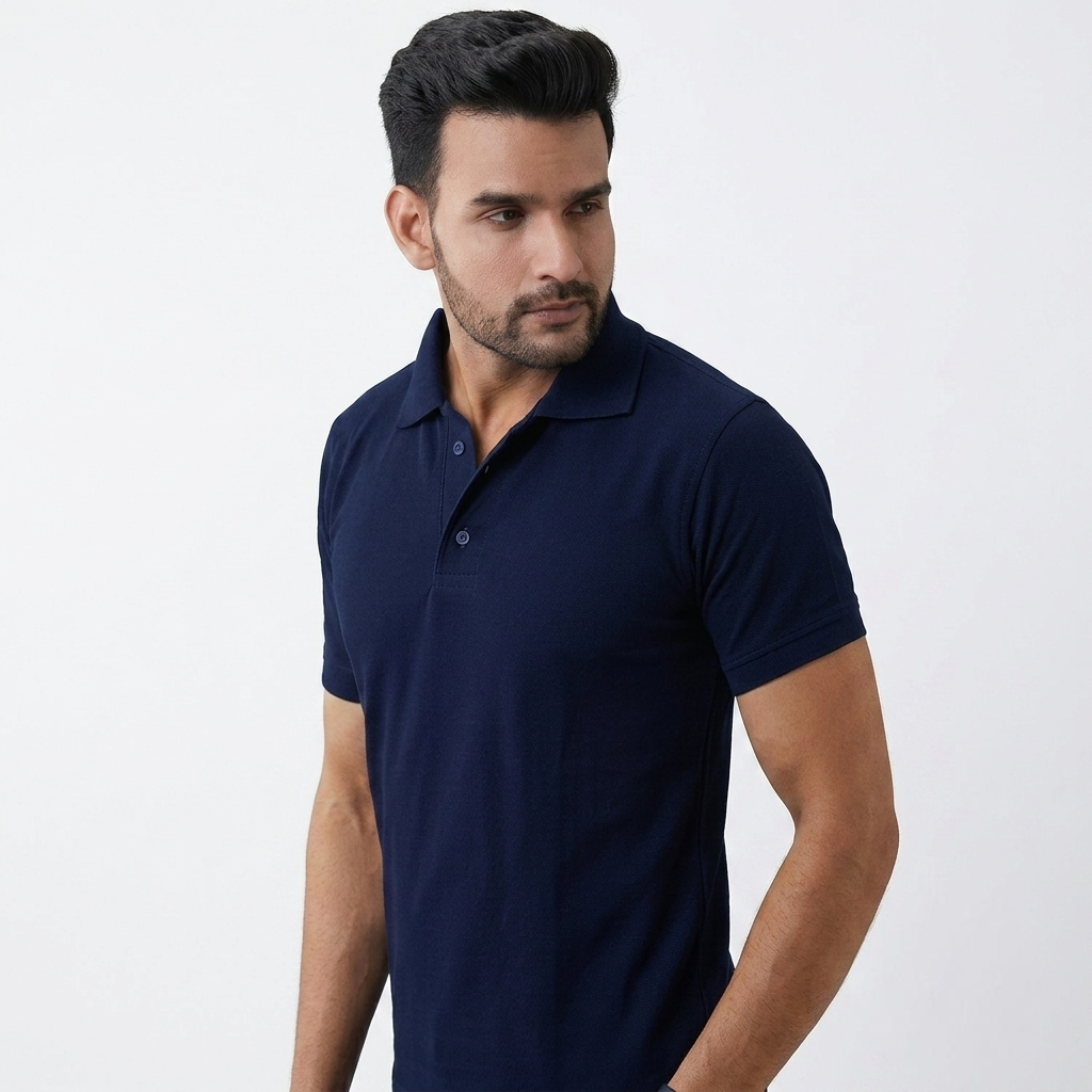 COTFYNE Men's Navy Blue Polo T-Shirt