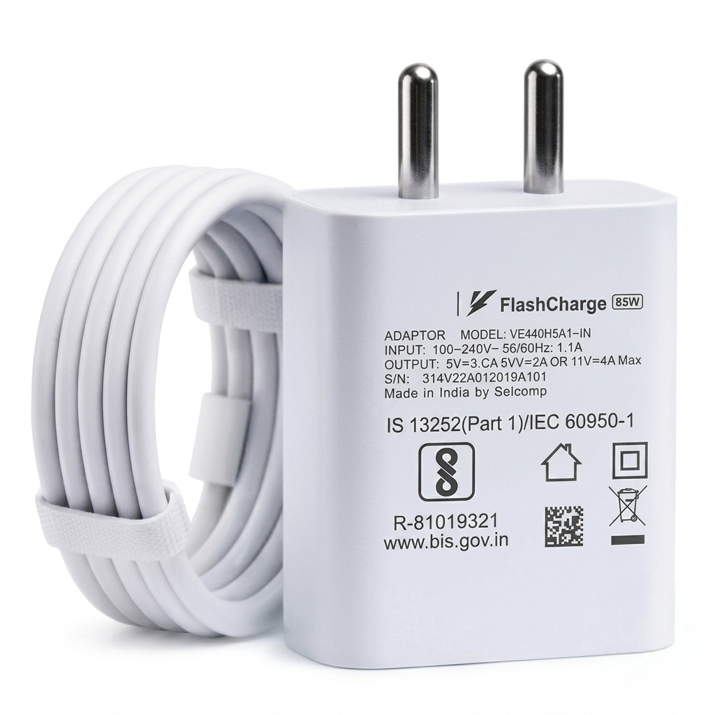 85W Flash Charger White Adapter