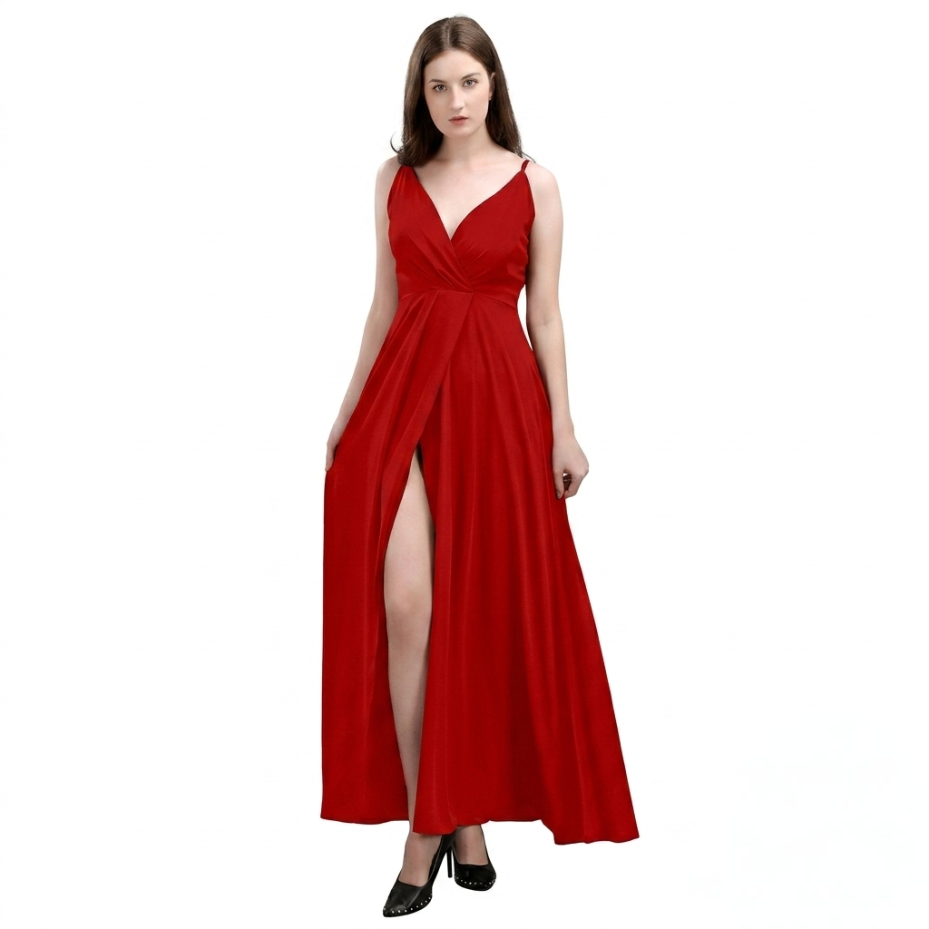 Red Crepe Cut-Out Fit & Flare Dress