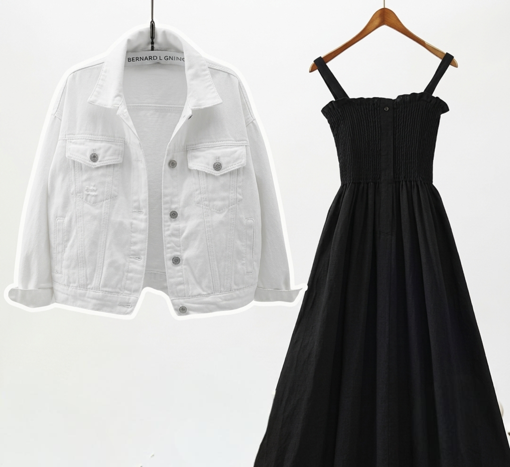 Black Smocked Fit & Flare Dress