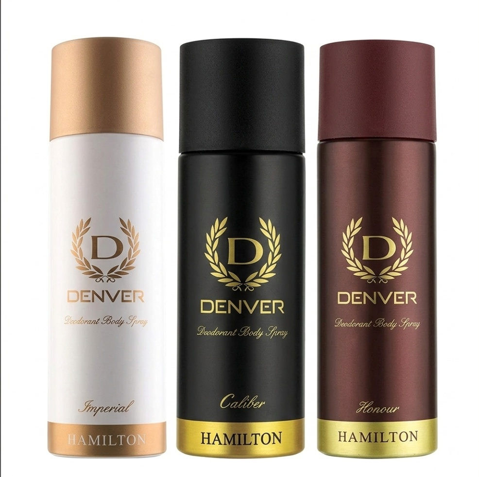 Denver Hamilton Deodorant Body Spray Combo Pack for Men (Imperial, Caliber, Honour - 3 x 150ml)