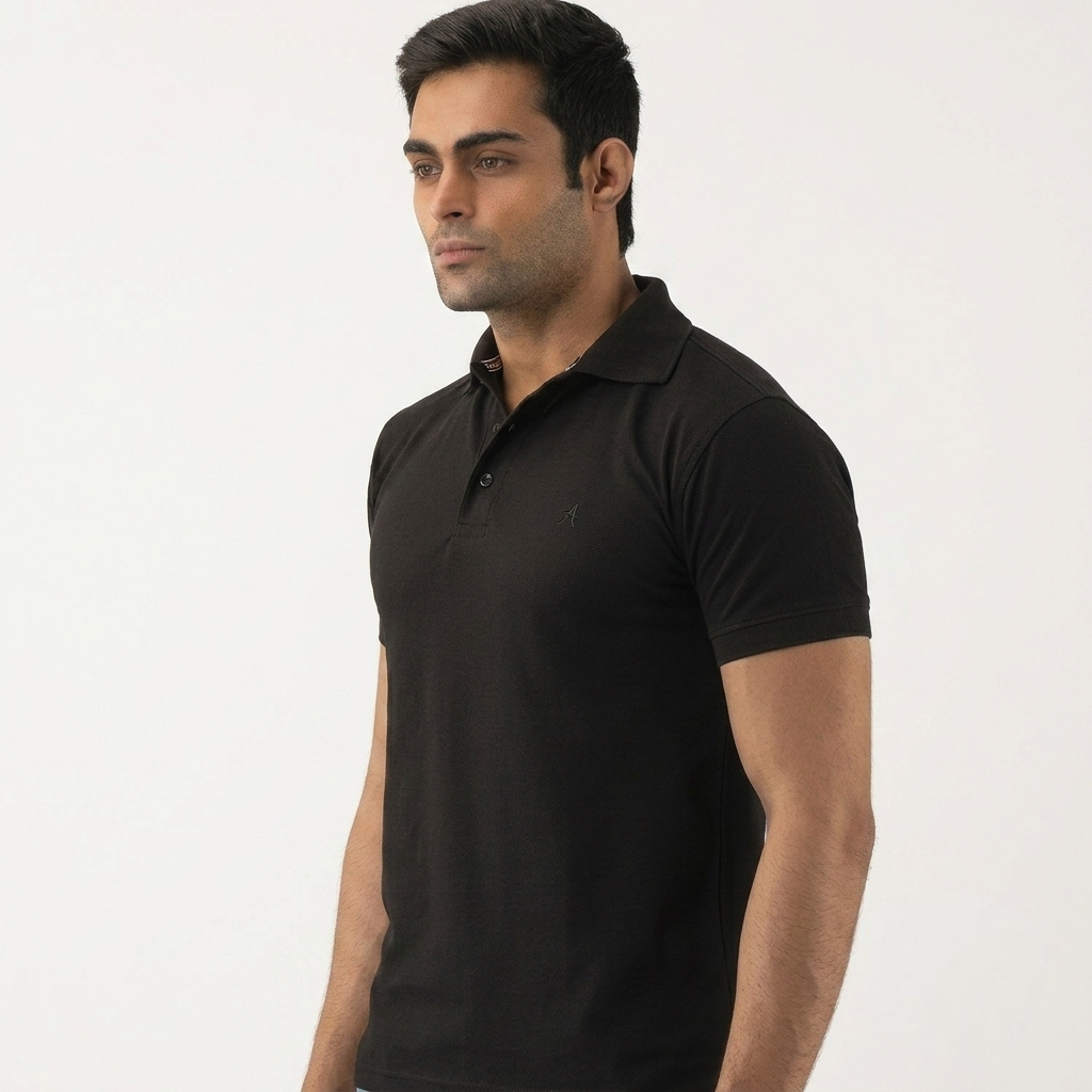 COTFYNE Men's Classic Black Polo T-Shirt