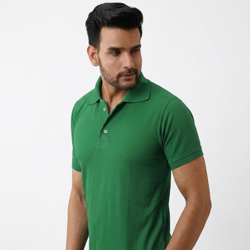 COTFYNE Men's Green Polo T-Shirt
